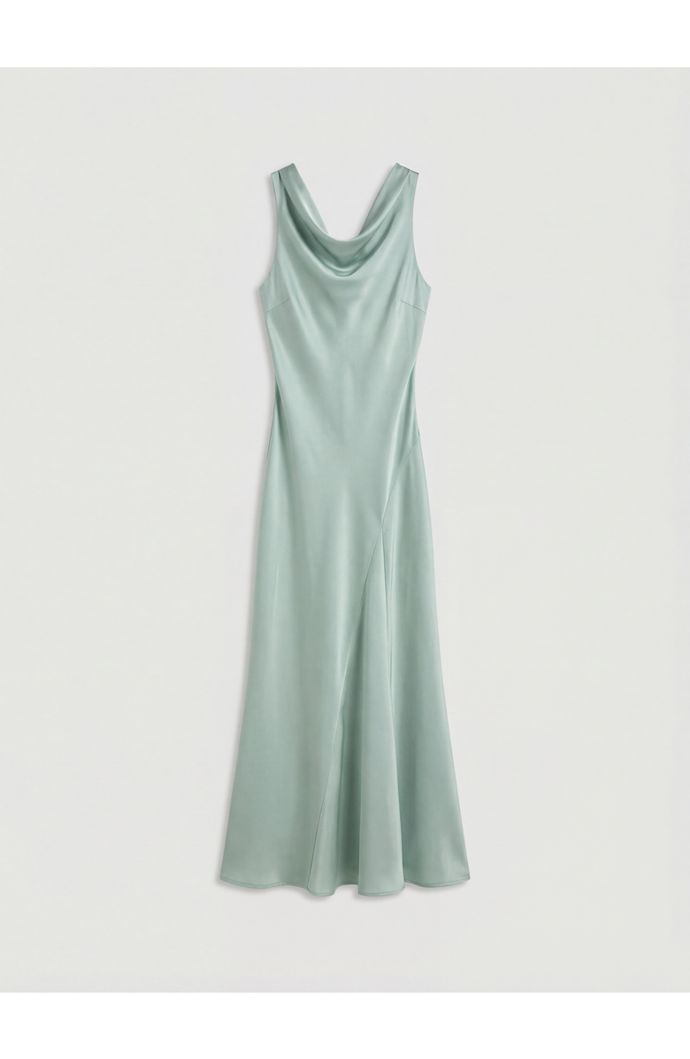 Oasis Cowl Halterneck Satin Bridesmaid Dress, Alternate, color, Sage