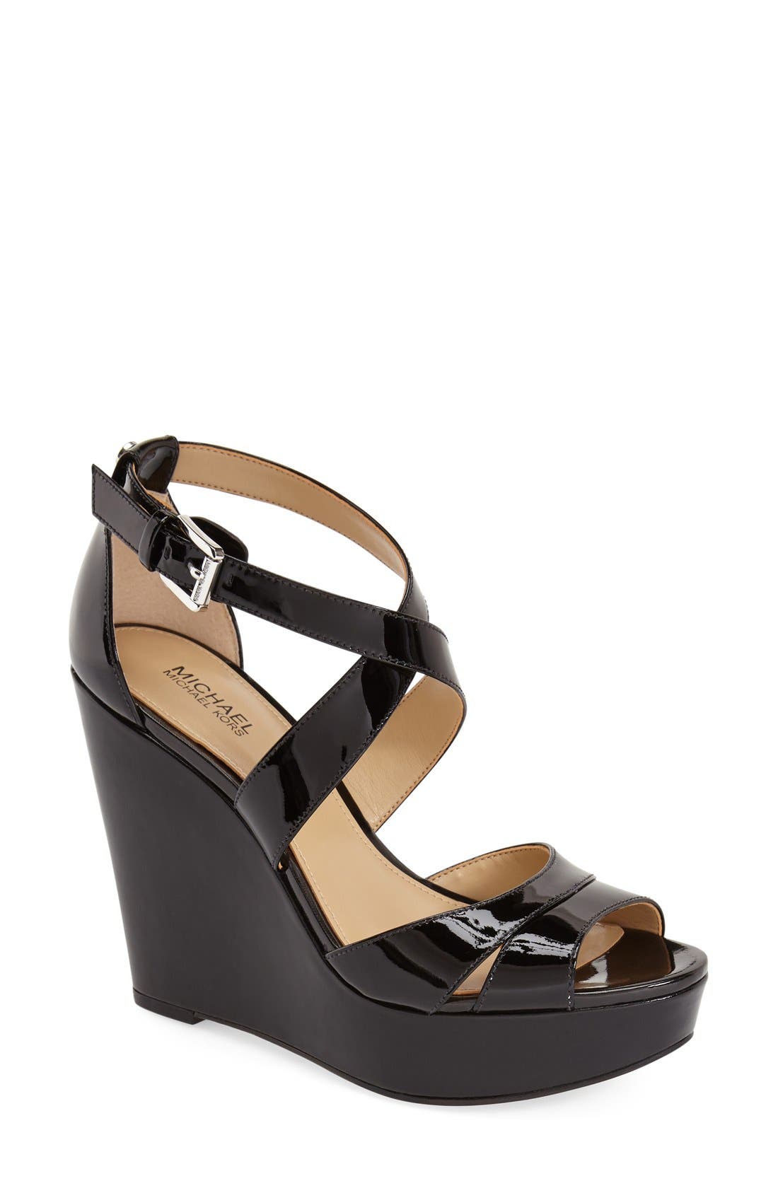 'Sienna' Sandal, Main, color, BLACK PATENT