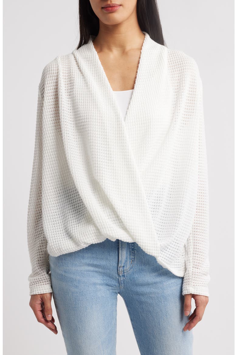 Open Stitch Surplice Sweater, Main, color, WHITE