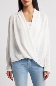 GIBSONLOOK Open Stitch Surplice Sweater