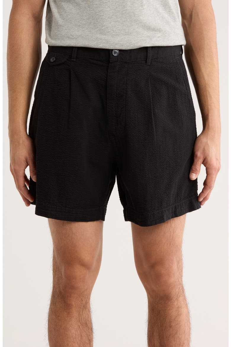 Lightweight Seersucker Cotton Shorts, Main, color, BLACK