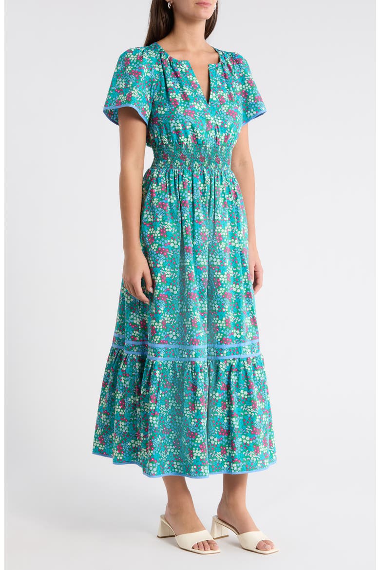 Punta Alta Ordy Smocked Midi Dress, Alternate, color, GREEN-BLUES