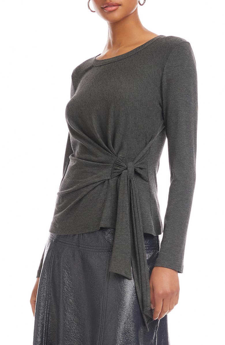 FIFTEEN TWENTY Addy Side Knot Knit Top, Alternate, color, Charcoal