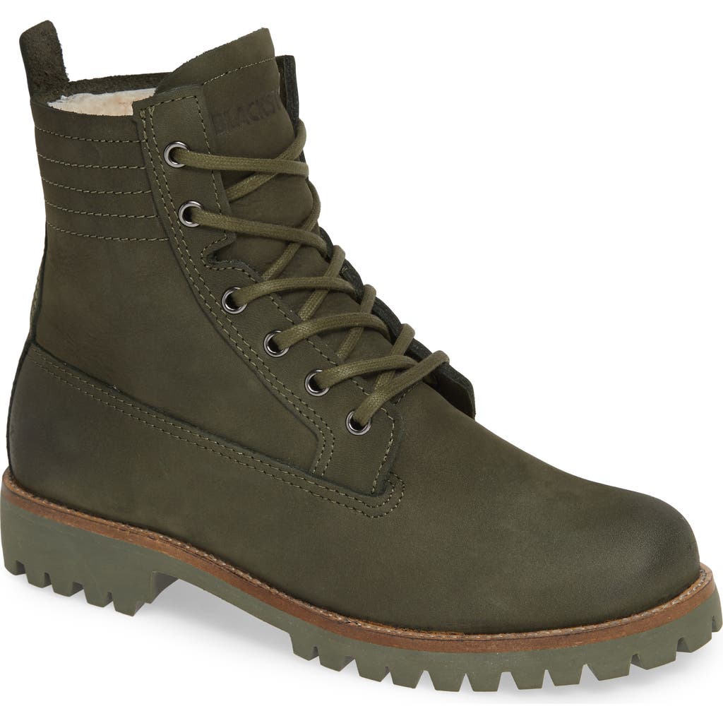 Blackstone Ol22 Lace-up Boot With Genuine Shearling Lining In Green