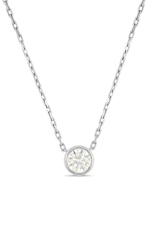 18K Gold Diamond Bezel Solitaire Pendant Necklace, 0.75ct. (Online Trunk Show)