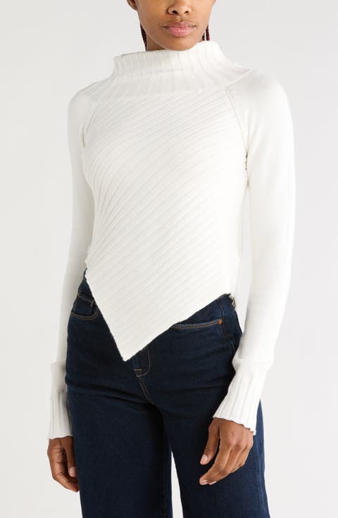 Ursula Asymmetric Hem Mock Neck Sweater