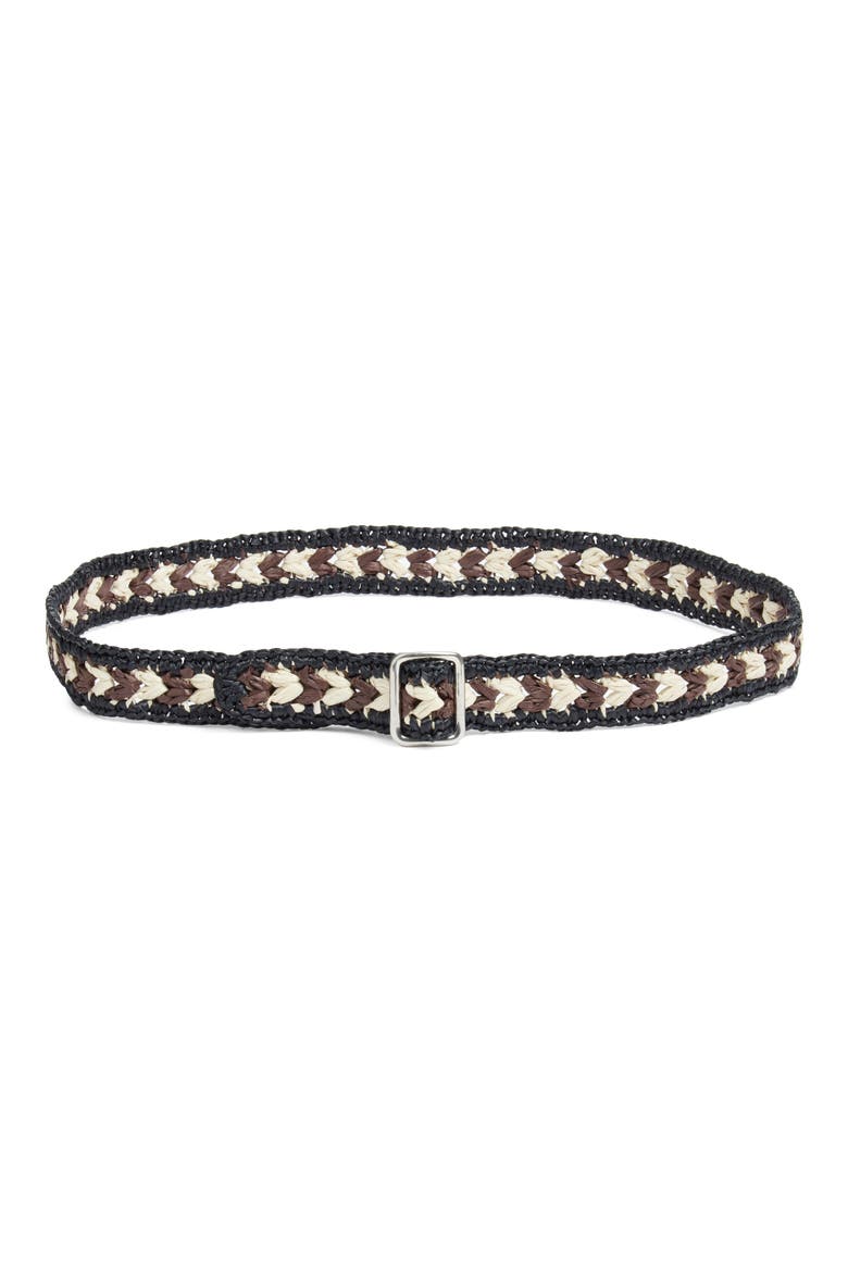 Ana Woven Straw Belt, Main, color, BLACK/ DARK BROWN/ IVORY ANS