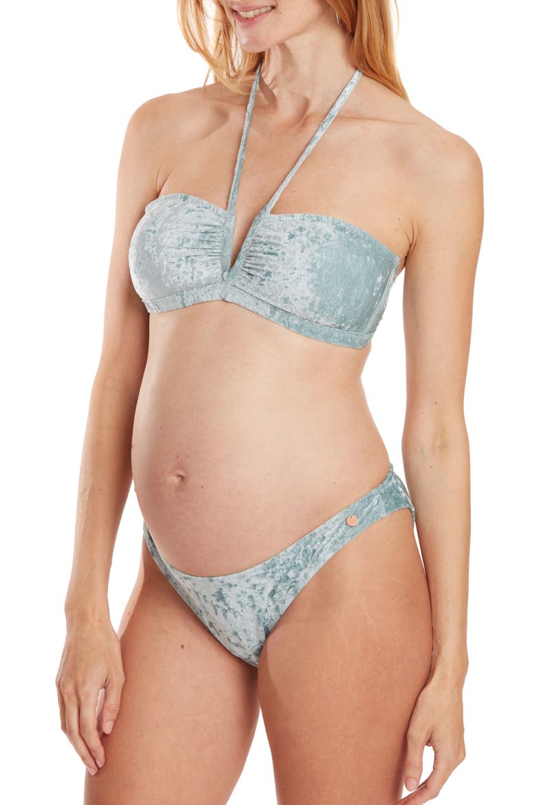 Mykonos Two-Piece Maternity Swimsuit, Main, color, SILVER GREEN