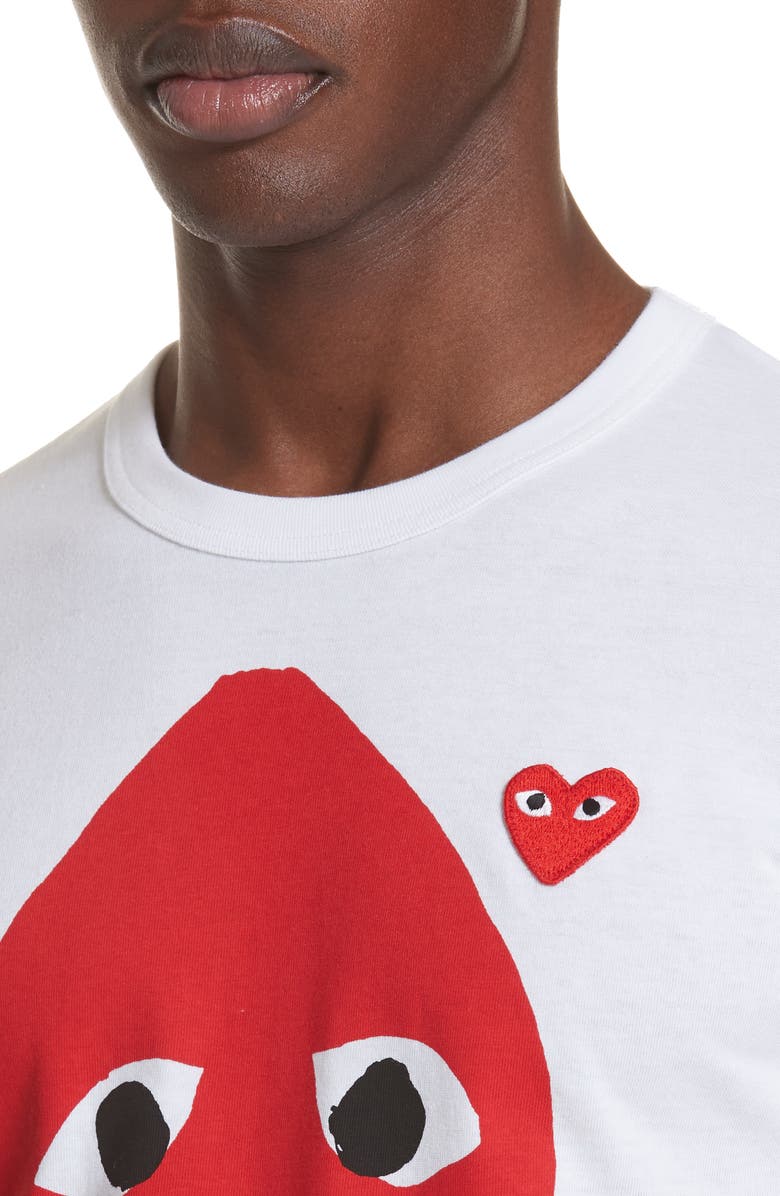 Comme des Garçons PLAY Camo Double Heart T-Shirt, Alternate, color, White 1