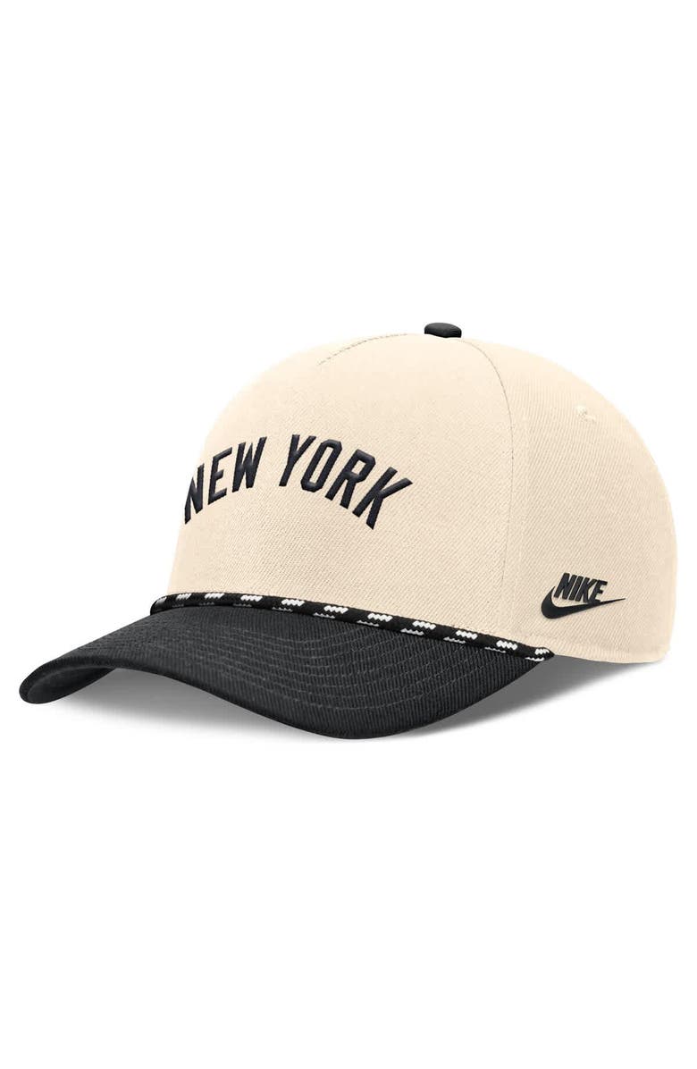 Nike Men's Nike Natural/Black New York Yankees Cooperstown Collection Rise Adjustable Hat, Main, color, Natural