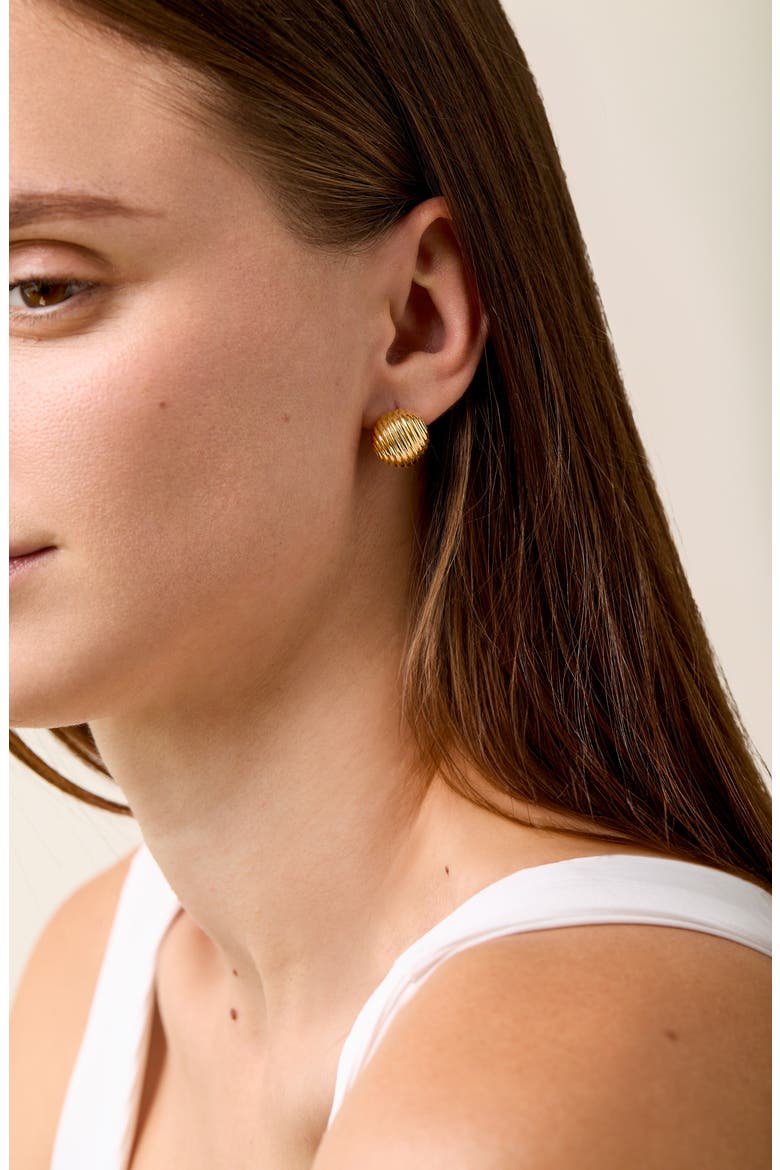 14K Gold Ridged Stud Earrings, Alternate, color, 14K YELLOW GOLD