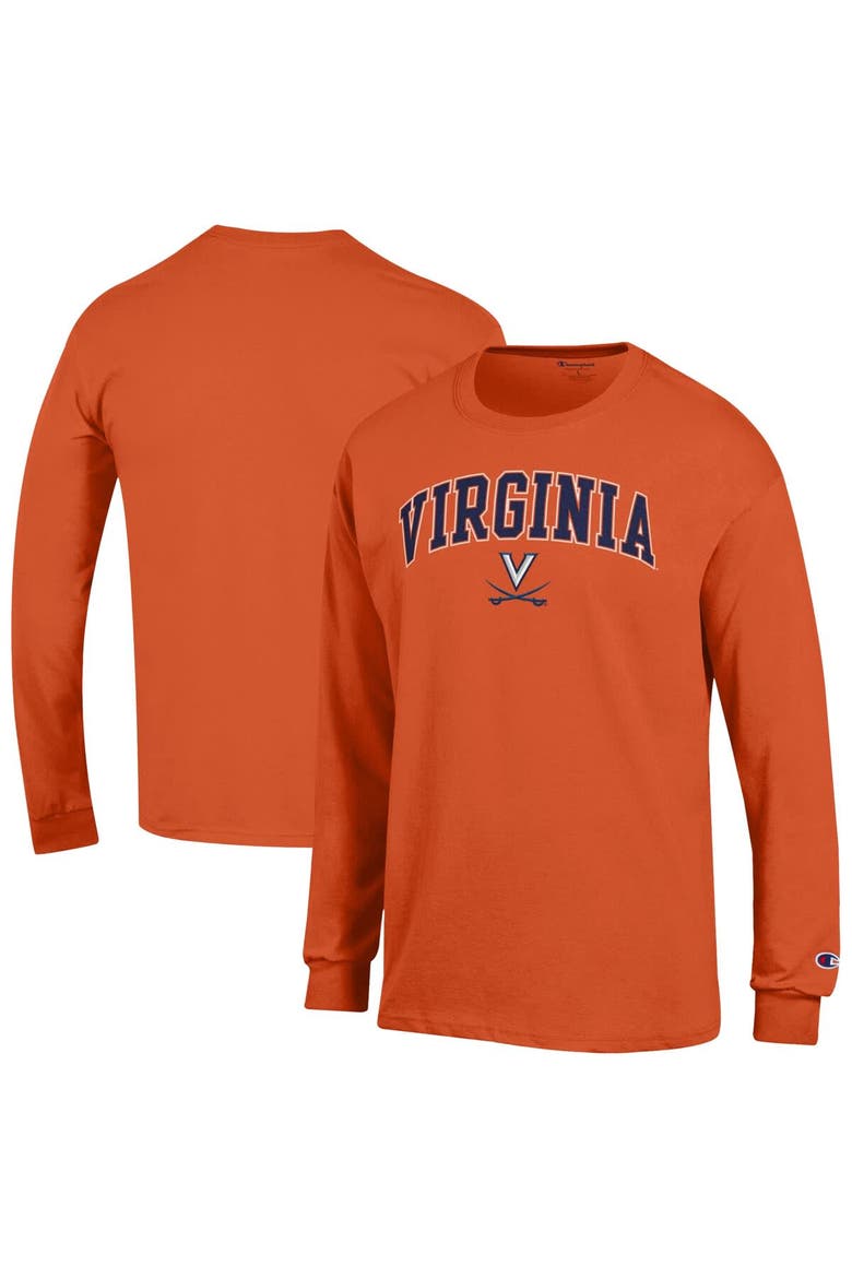 Men's Champion  Orange Virginia Cavaliers Arch Over Logo Long Sleeve T-Shirt, Main, color, Orange