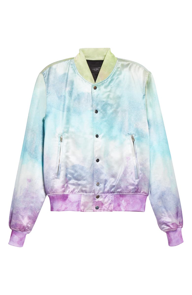 AMIRI Watercolor Satin Bomber Jacket, Alternate, color, 