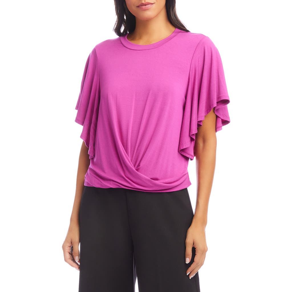 Karen Kane Flutter Sleeve Drape Front Jersey Top