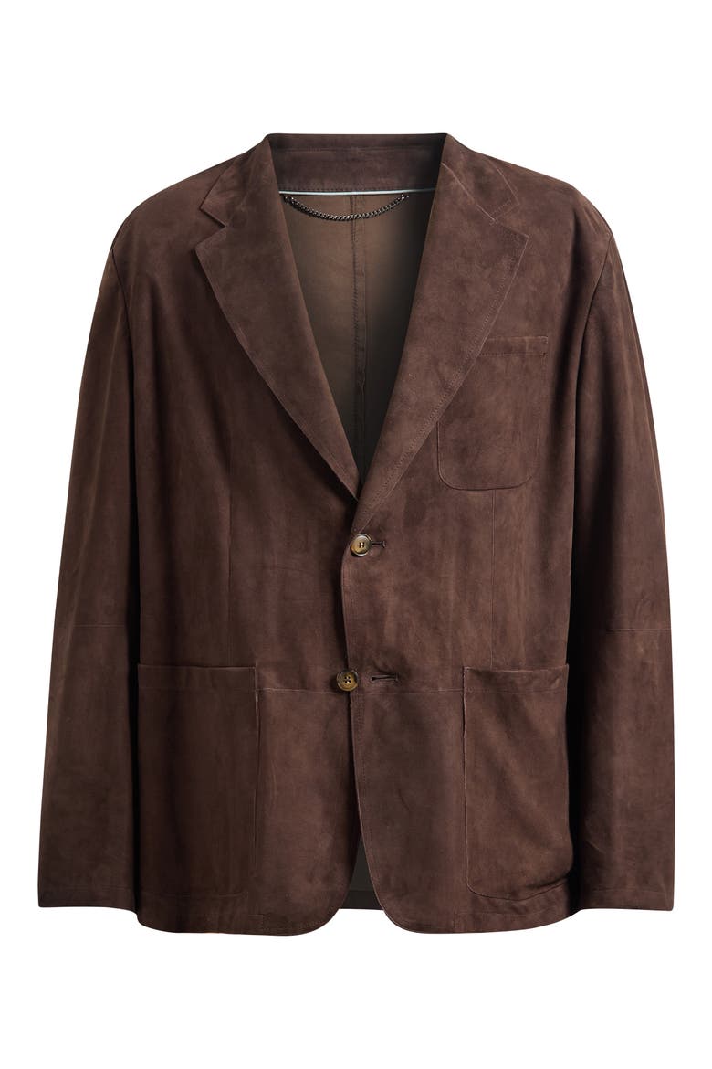 Brown Suede Blazer, Main, color, DARK BROWN