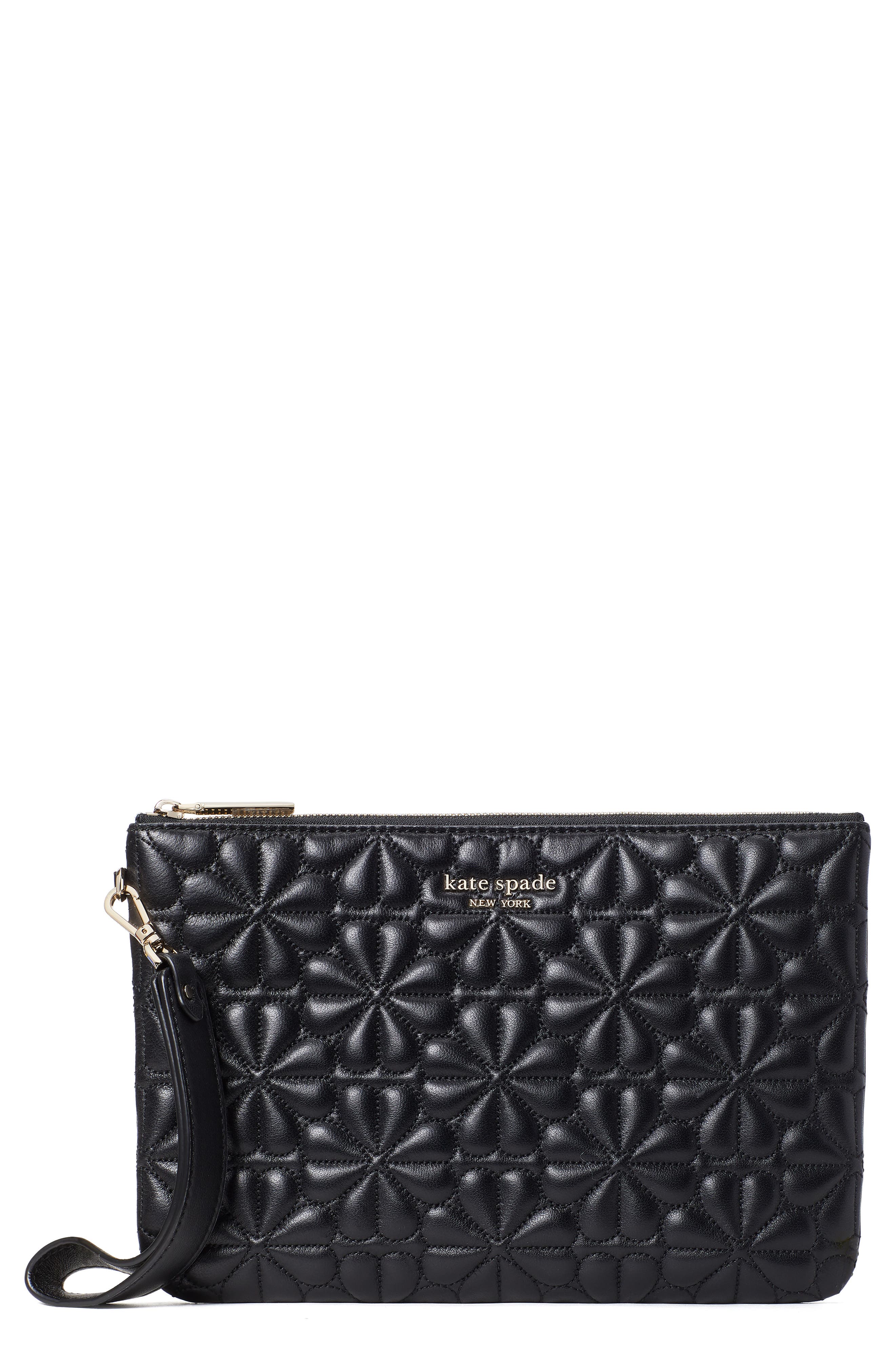 Kate Spade New York bloom quilted leather wristlet, Main, color, 