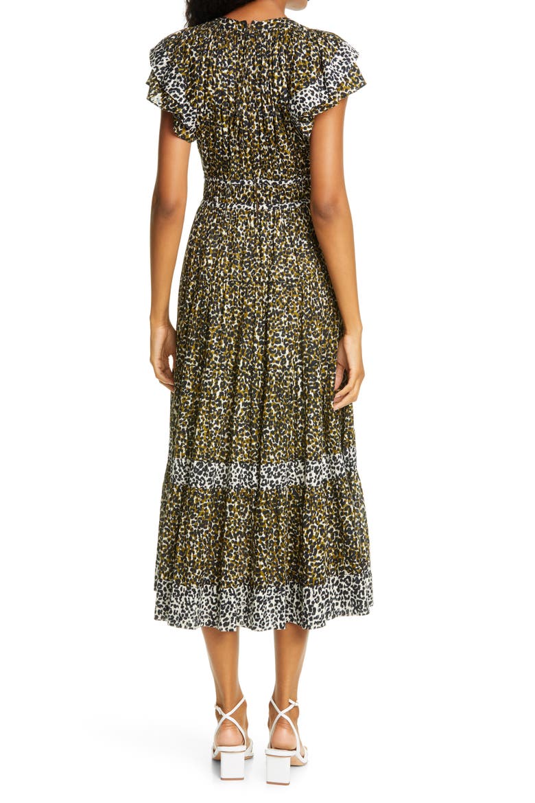 Iona Cheetah Print Midi Dress, Alternate, color, ARMY