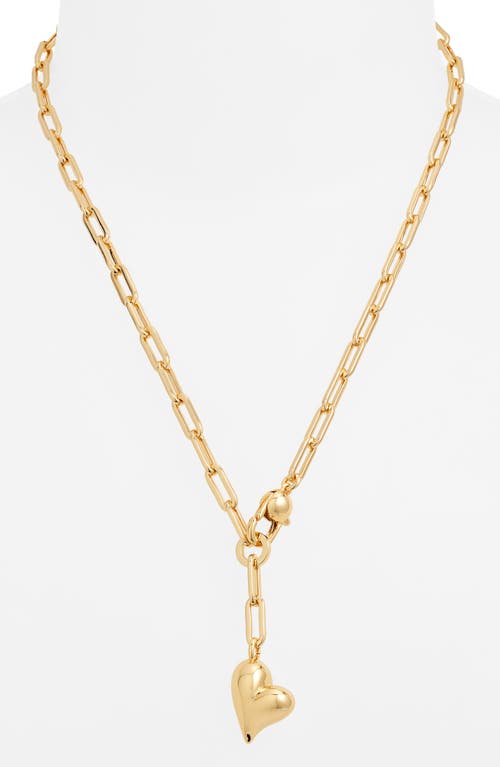 Jenny Bird Puffy Heart Charm Paper Clip Chain Necklace
