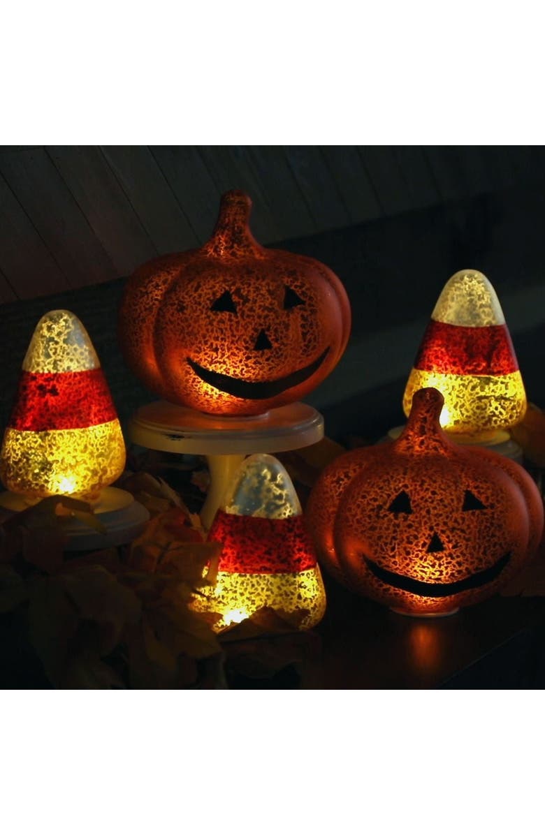 Mr. Halloween Set of 2 Mini Mercury Glass Jack-O-Lanterns, Alternate, color, Multicolor