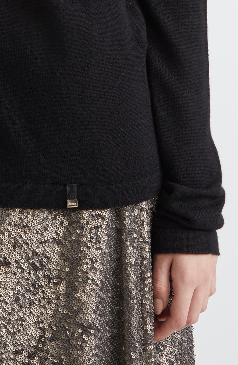 Herno Virgin Merino Wool Funnel Neck Sweater, Alternate, color, Nero