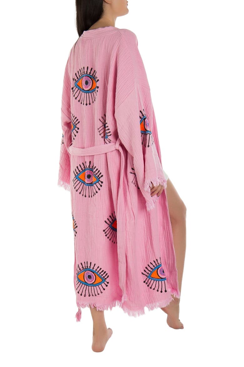 Aria Evil Eye Handmade Cotton Robe Cover-Up, Alternate, color, Light Pink