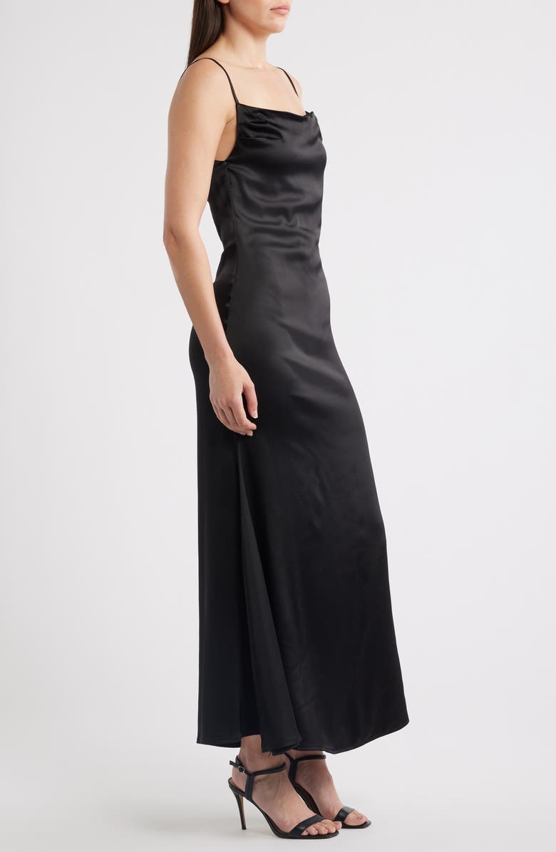 NIKKI LUND Carolyn Sleeveless Satin Maxi Dress, Alternate, color, Black