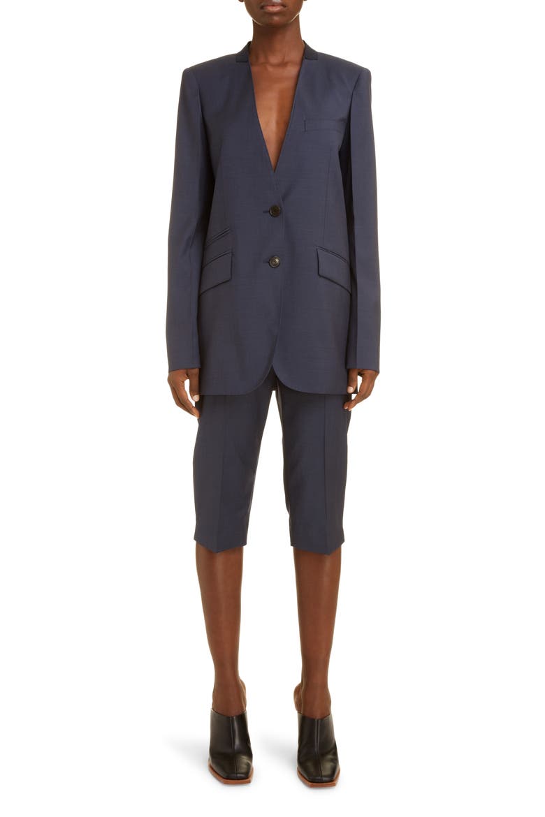 Collarless Wool Jacket, Alternate, color, DEEP SEA BLUE
