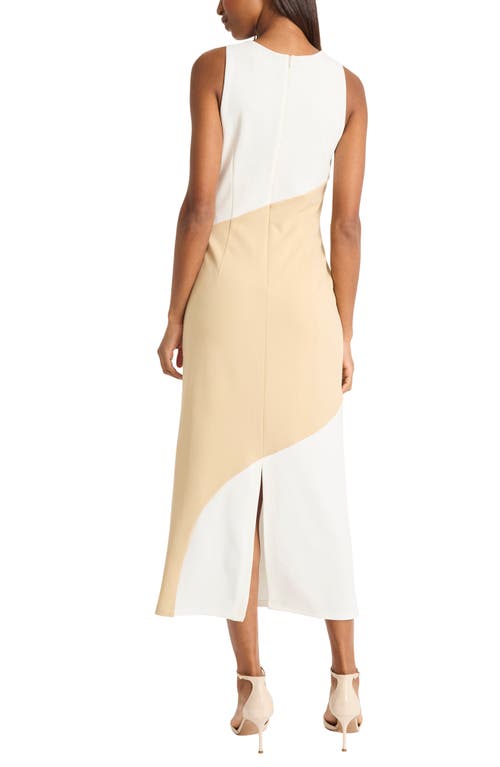 Donna Morgan Colorblock Sleeveless A-line Dress In Ivory/irish Cream