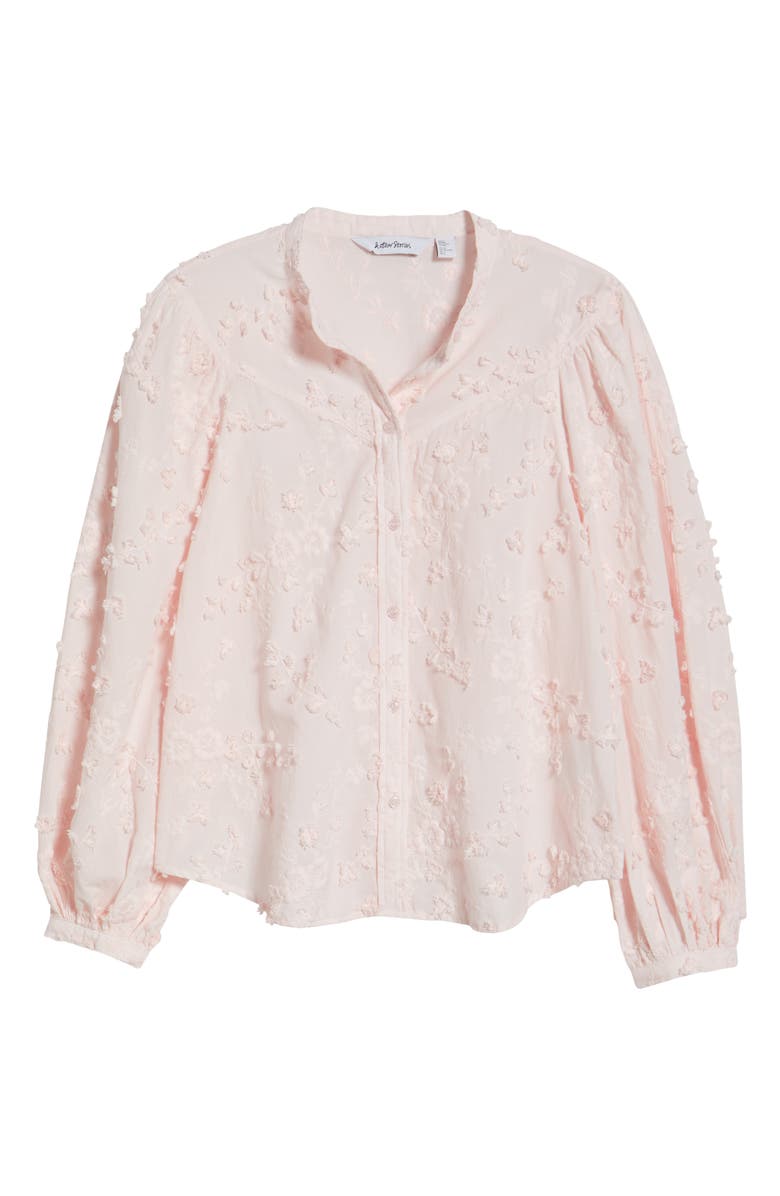 & Other Stories Floral Embroidery Puff Sleeve Shirt, Alternate, color, Pink Dusty Light
