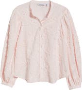& Other Stories Floral Embroidery Puff Sleeve Shirt