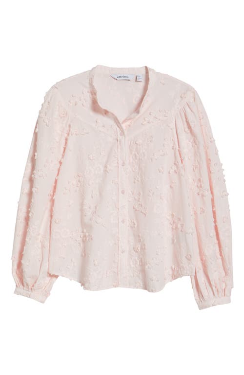 & Other Stories Floral Embroidery Puff Sleeve Shirt In Pink Dusty Light