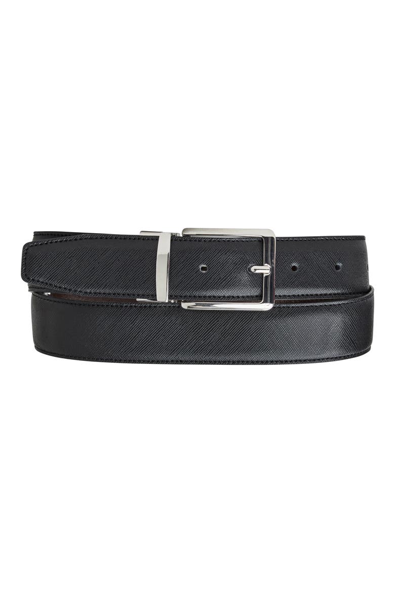 Luca Leather Belt, Alternate, color, BLACK/ DARK BROWN