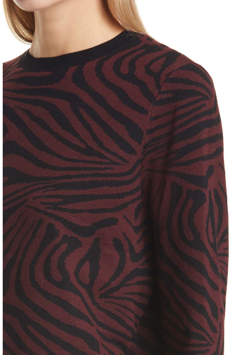 Zebra Jacquard Sweater, Alternate, color, OXBLOOD