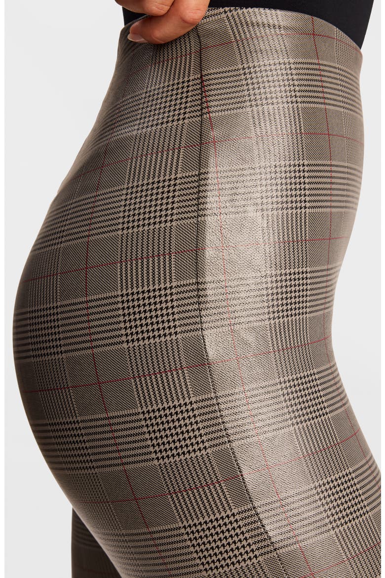 Plaid Faux Leather Crop Pants, Alternate, color, GREY GLEN PLAID