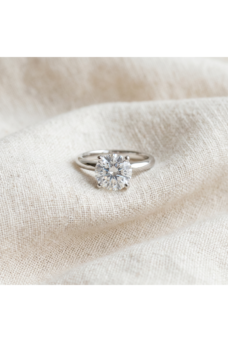 Certified 2ct Lab Grown Diamond Thin Solitaire Engagement Ring 14k Gold, Alternate, color, 14k White Gold