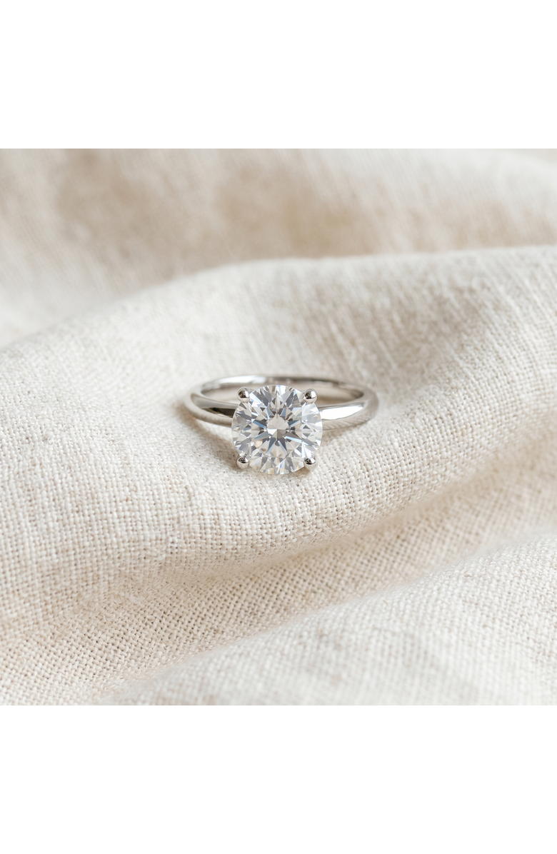 Bliss Diamond Certified 2ct Lab Grown Diamond Thin Solitaire Engagement Ring 14k Gold, Alternate, color, 14K White Gold
