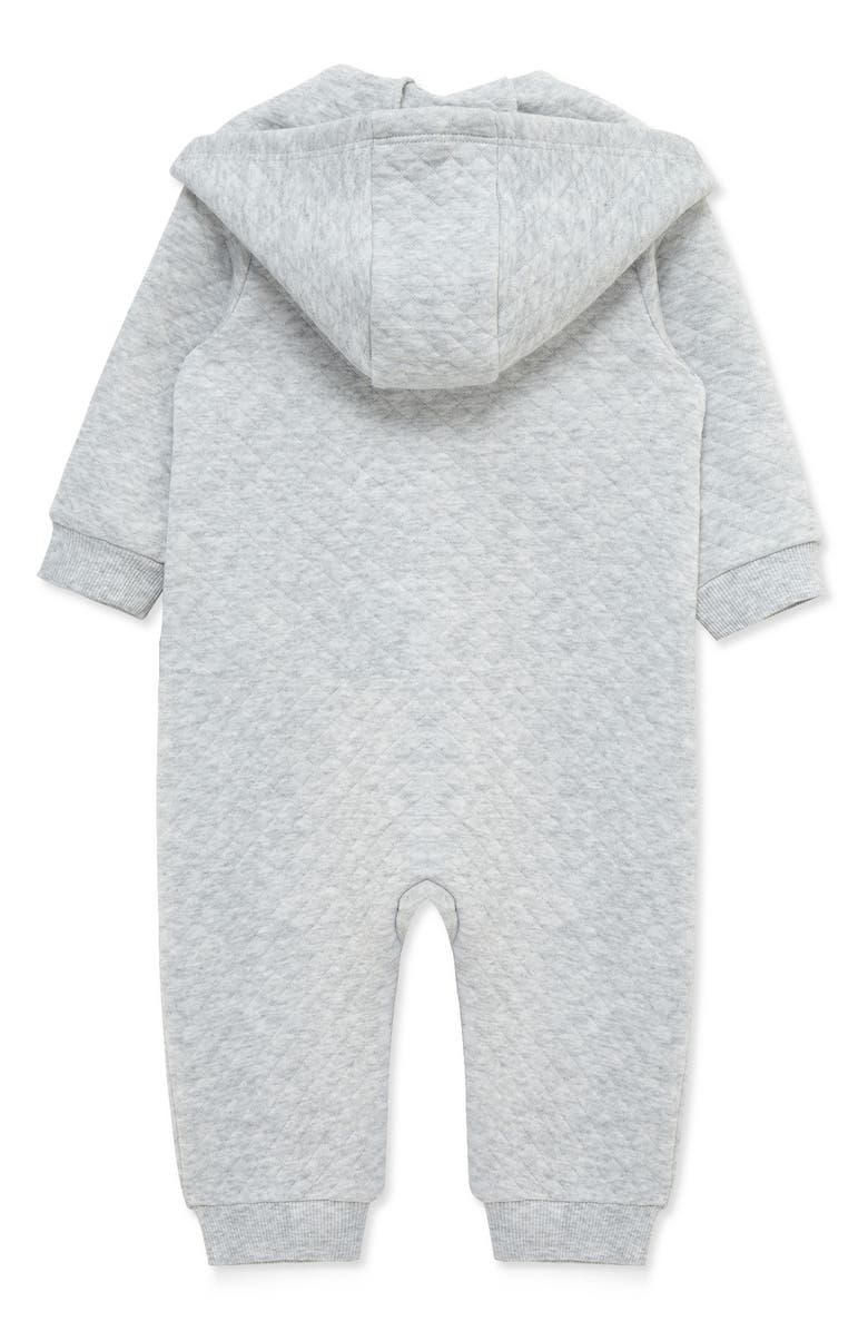 Little Me Quilted Hooded Romper, Alternate, color, Heather Gray