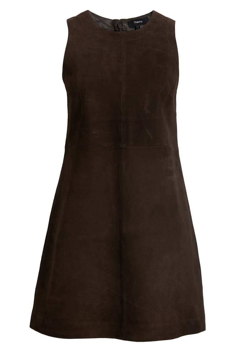 Leather Sleeveless Shift Minidress, Alternate, color, CACAO