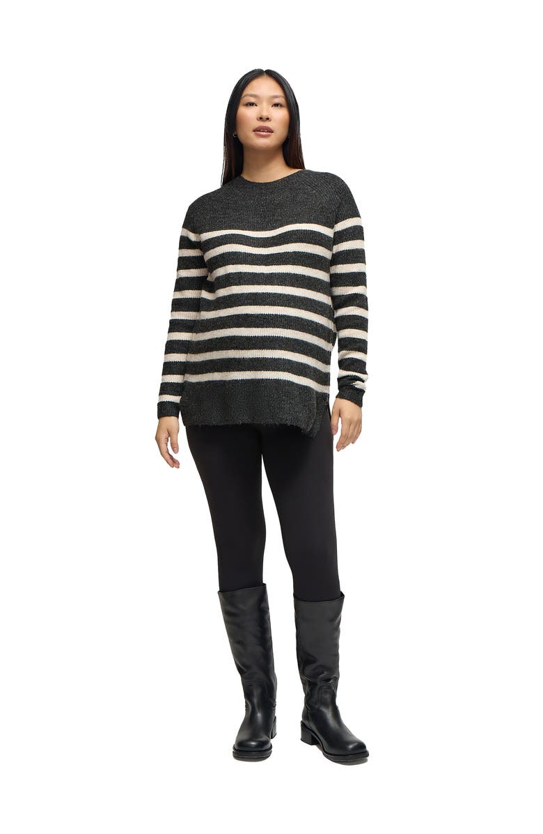 Ingrid & Isabel Raglan Maternity Mock Neck Sweater, Main, color, Charcoal/Ivory