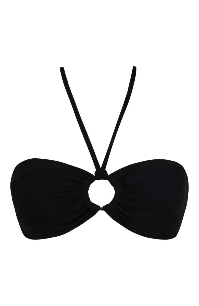 Pacifica by Sunsets Nina Bandeau Bikini Swimsuit Top, Alternate, color, Black Pacifica Rib