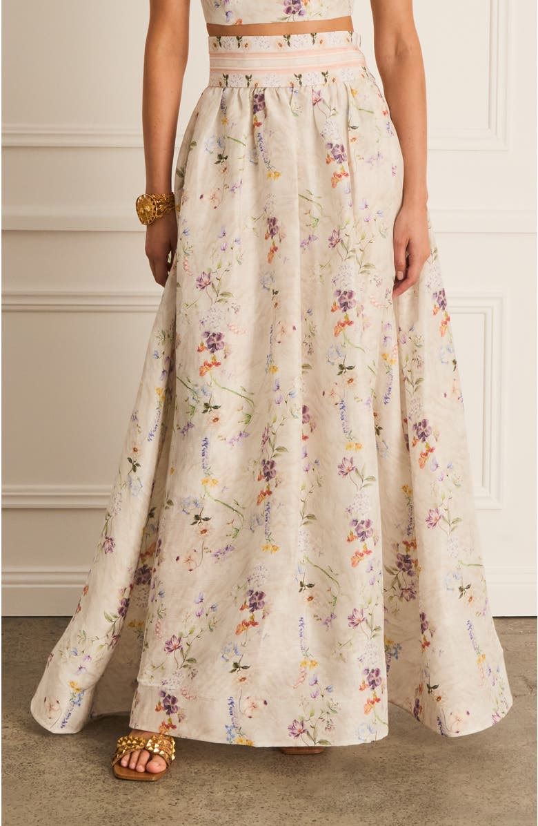 Aqua Blu Moonflower Zandra Maxi Skirt, Main, color, White