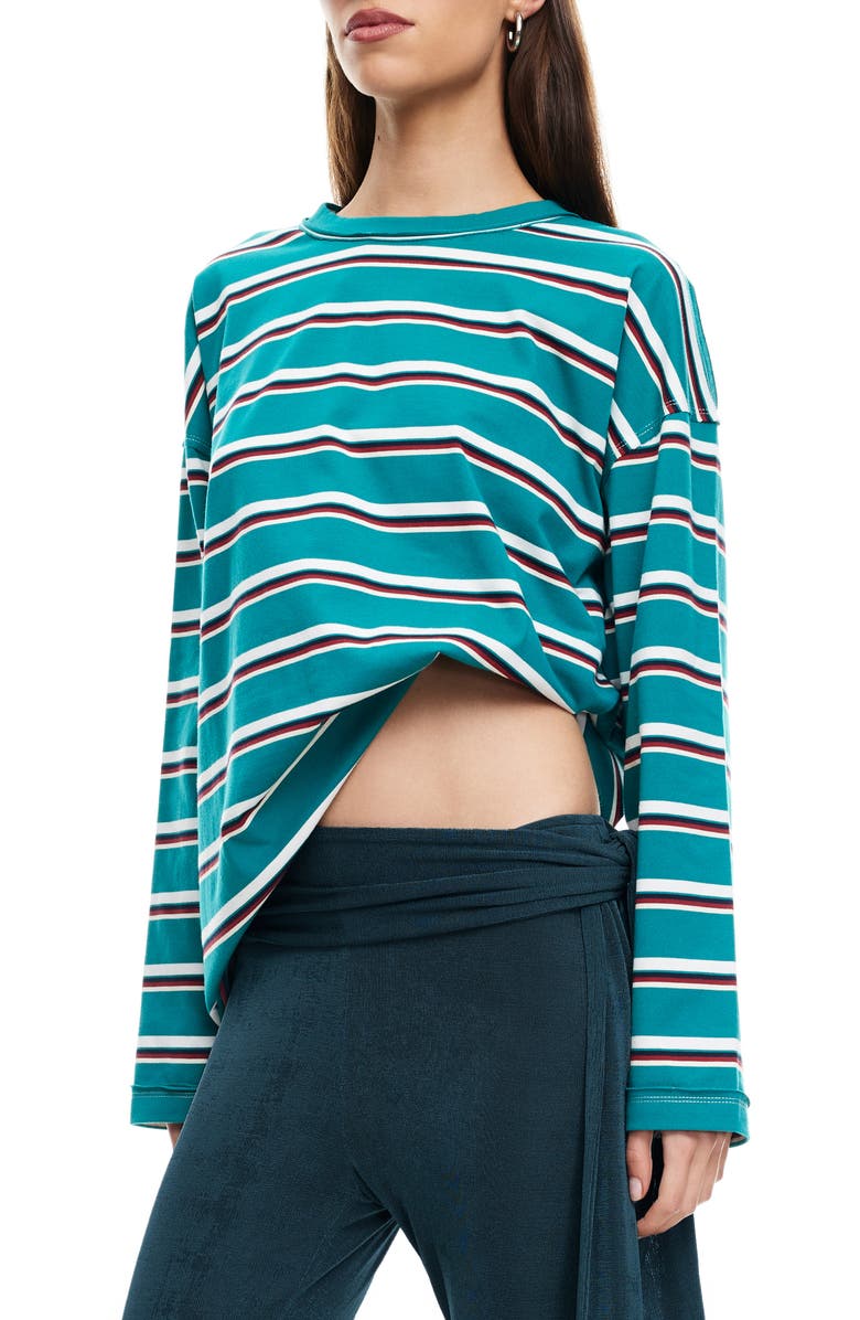 LIONESS Horizon Stripe Top, Alternate, color, Forest Stripe