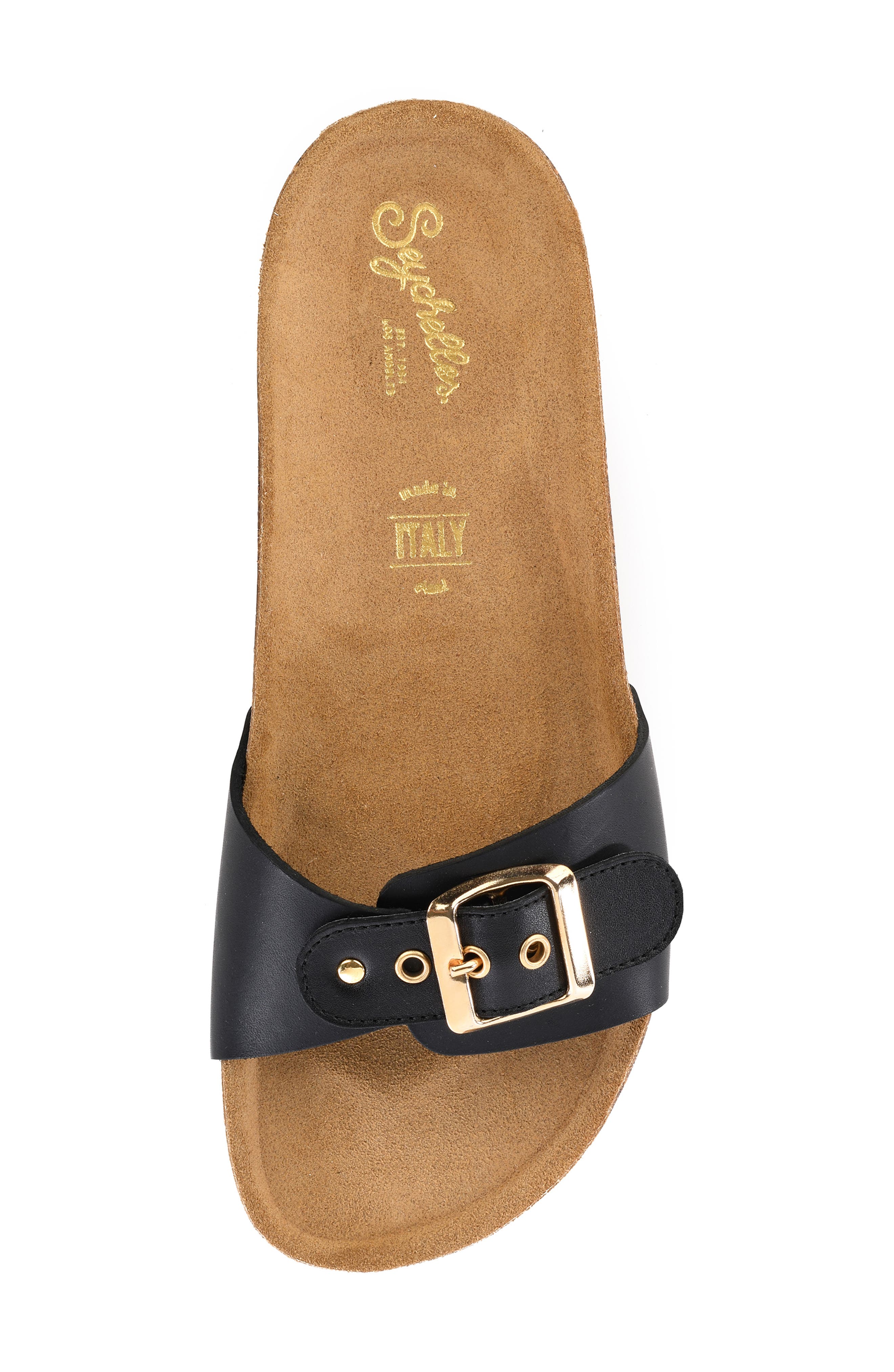 Speechless Slide Sandal, Alternate, color, BLACK LEATHER