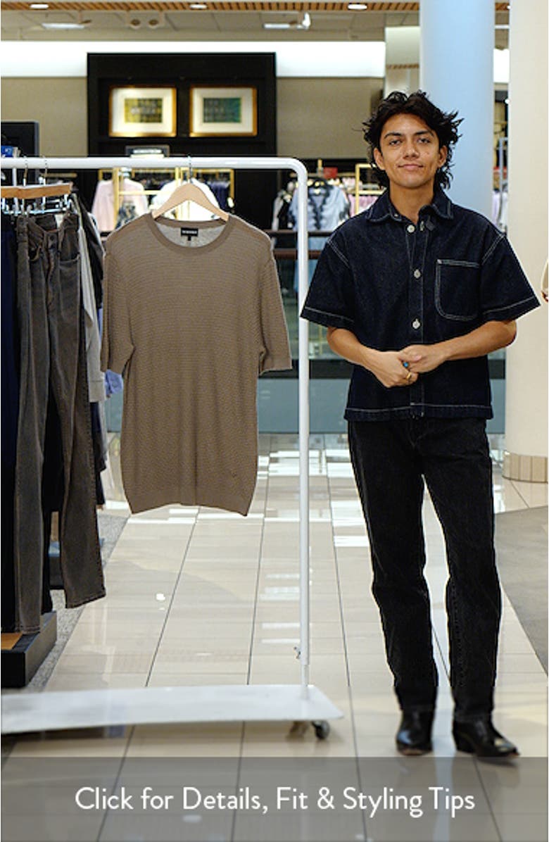 Short Sleeve Textured Wool Crewneck Sweater, sales video thumbnail