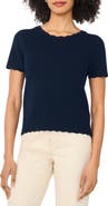 CeCe Scallop Rib Short Sleeve Knit Top