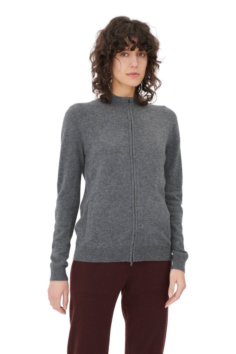 Essential Cashmere Full-Zip Cardigan, Alternate, color, plum kitten