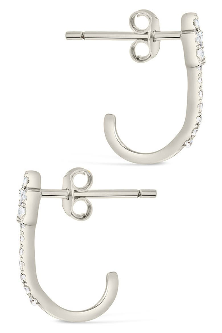 Cubic Zirconia Star Hoop Earrings, Alternate, color, SILVER