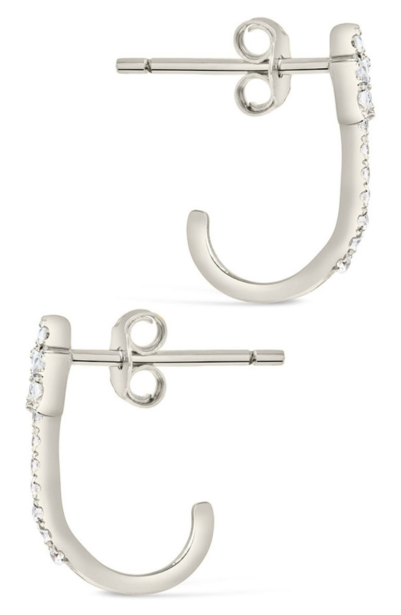 Sterling Forever Cubic Zirconia Star Hoop Earrings, Alternate, color, Silver