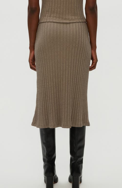 Michael Stars Shania Rib Midi Skirt In Brown