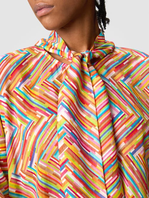 Missoni Asymmetrical Blouse In Printed Cotton And Silk Blend In Multicoloured